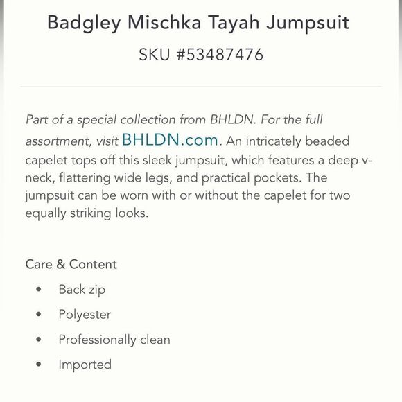 BHLDN x Badgley Mischka Tayah Jumpsuit/ size 4 - Picture 11 of 12